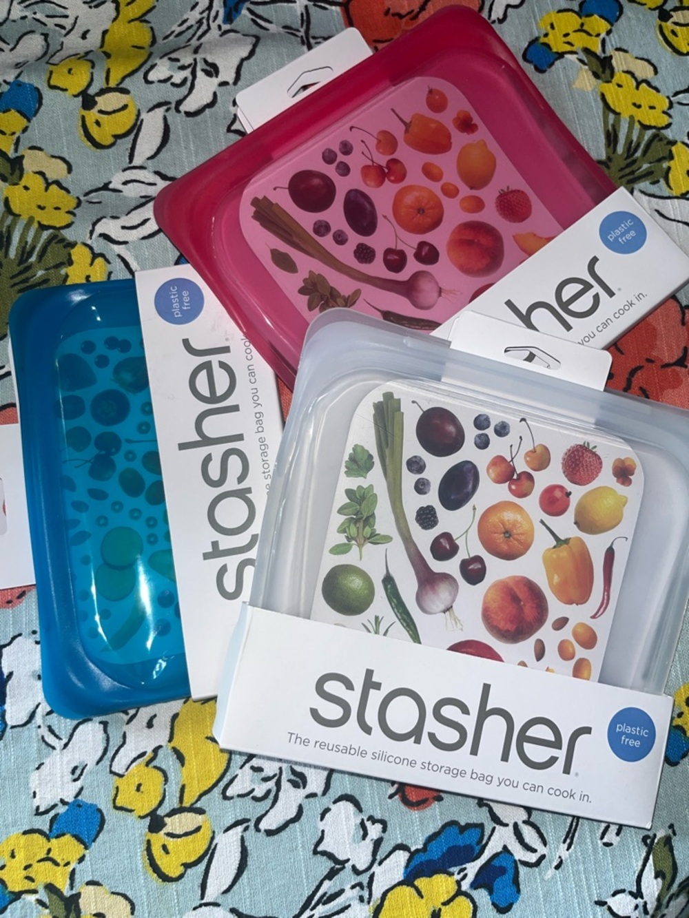 3x Stasher Reusable Silicone Storage Bag - Assorted Colors
